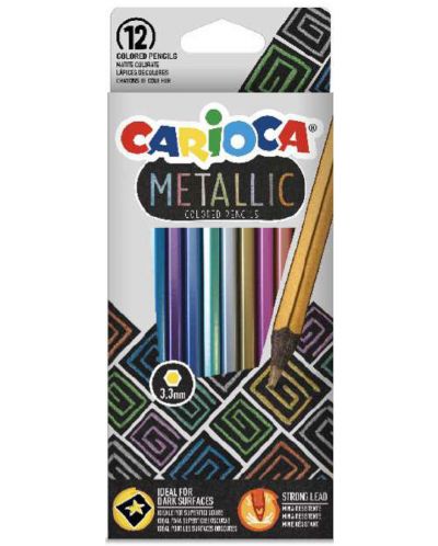 Creioane colorate Carioca - Metallic, 12 culori - 1