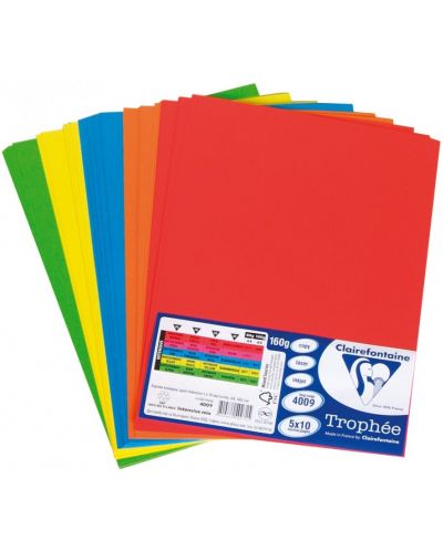 Carton colorat de copiere Clairefontaine - A4, 50 de file, culori intense - 1