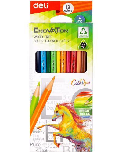 Creioane colorate Deli Enovation - EC113-12, 12 culori - 1