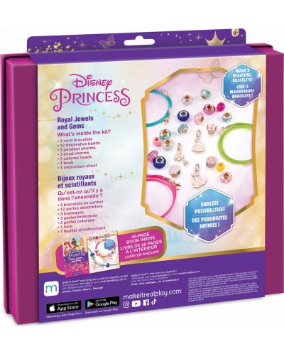 Set creativ Make it Real - Creează-ți brățări cu pandantive, Prințesele Disney - 6
