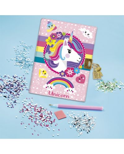 Totum Creative Set - Decorează-ți propriul jurnal secret cu diamante, Unicorn - 3