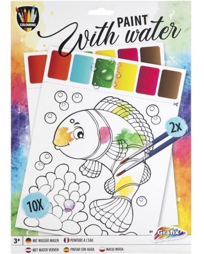 Set creativ Grafix Colouring - pentru desen cu apa, 10 foi si 2 pensule - 1