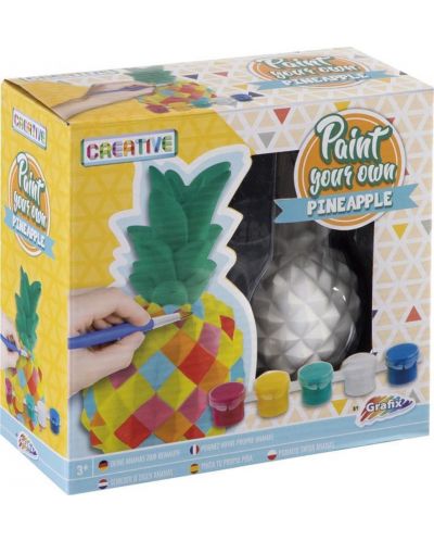 Set creativ Grafix Creative - Ananas pentru colorat, 13 cm, cu 5 vopsele colorate si o pensula - 1