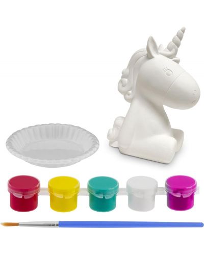 Set creativ Grafix Creative - Unicorn de colorat, 13 cm, cu 5 vopsele colorate și o pensulă - 3