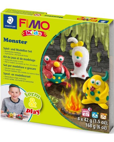 Kit lut Staedtler Fimo - Kids, 4 x 42g, Monster - 1