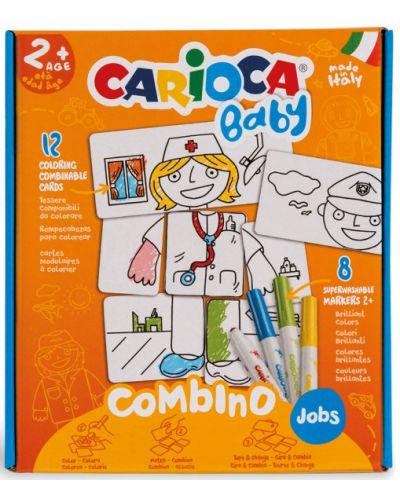 Set de creatie Carioca Baby - Puzzle de colorat, 8 markere - 1