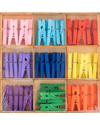 Set creativ Grafix Craft Sensations -mini agrafe din lemn, galben, albastru, 54 buc - 1