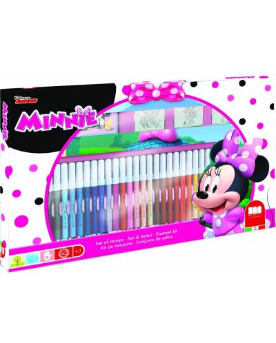 Set creativ Multiprint - Minnie Mouse, 3 ștampile și 36 de pixuri - 1