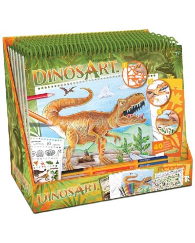 DinosArt - Cartea de creație a dinozaurilor cu șabloane și autocolante - 8