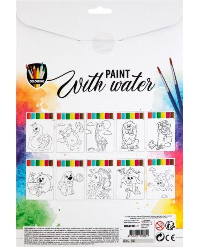 Set creativ Grafix Colouring - pentru desen cu apa, 10 foi si 2 pensule - 2