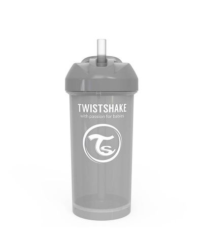 Cana cu pai Twistshake Straw Cup - Gri, 360 ml - 1