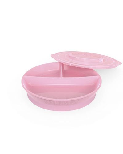 Castron compartimentat Twistshake Plates Pastel - Розова, 6luni+ - 2