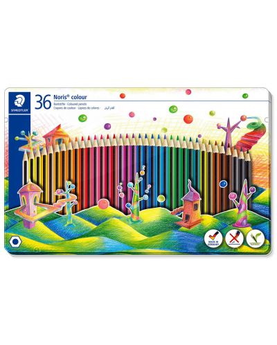 Creioane colorate Staedtler Noris Colour 185 - 36 de culori, in cutie metalica - 1