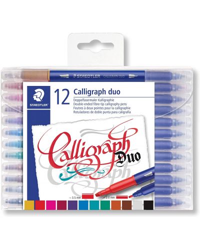 Markere caligrafice Staedtler Desaign Journey - 12 culori, cu 2 varfuri - 1
