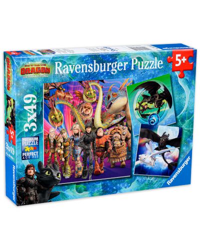 Puzzle Ravensburger din 3 de cate 49 piese - Cum sa iti dresezi dragonul - 1