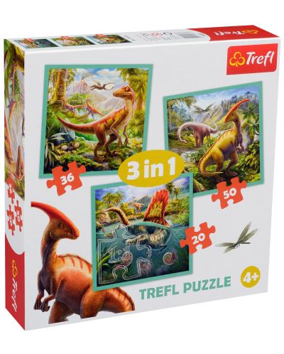 Puzzle Trefl 3 in 1 - Lumea dinozaurilor - 1