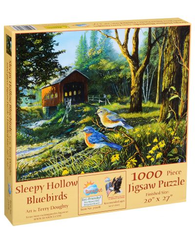 Puzzle SunsOut de 1000 piese - Pasari albastre in Sleepy Hollow, Terry Doughty - 1