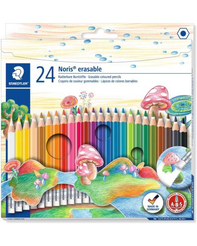 Creioane colorate Staedtler Noris Club 144 - 24 culori, cu radiera - 1