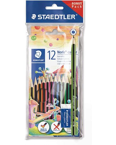 Creioane colorate Staedtler Noris Colour 185 - 12 culori, cu creion cu grafit si radiera - 1