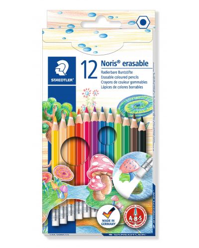 Creioane colorate Staedtler Noris Club 144 - 12 culori, cu radiera - 1