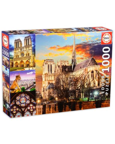 Puzzle  Educa de 1000 piese - Catedrala Notre-Dame din Paris, colaj - 1