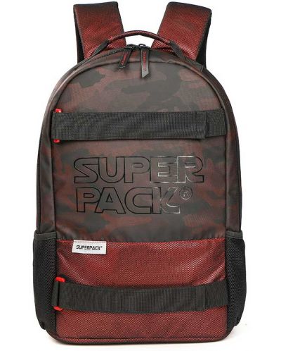 Rucsac școlar S. Cool Super Pack - Camuflaj roșu, cu 1 compartiment	 - 1