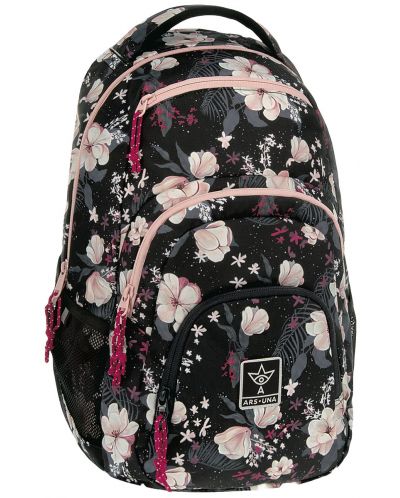 Ghiozdan școlar Ars Una AU-2 - Flowery Black, 25 l - 1