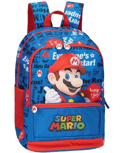 Rucsac școlar Panini Super Mario - Albastru, 2 compartimente - 1