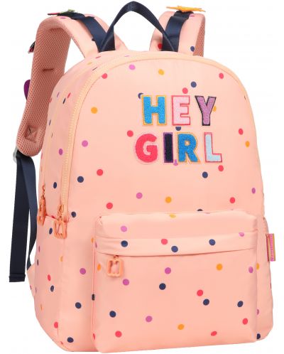 Rucsac școlar Marshmallow - Hey Girl, 2 compartimente, coral - 1