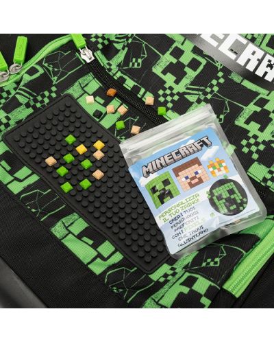 Rucsac școlar Panini Minecraft cu roți - Premium Pixels Green, 1 compartiment - 6