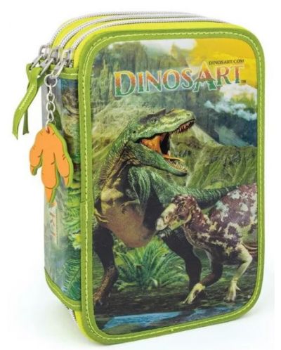 Penar școlar cu rechizite DinosArt - Dinozaurii, cu 3 fermoare - 1