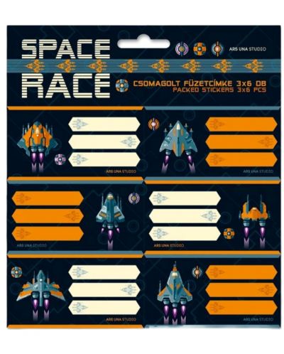 Etichete caiet Ars Una Space Race -18 bucăți, albastru - 1
