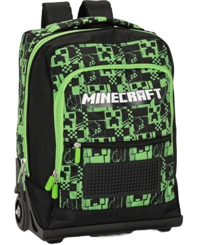 Rucsac școlar Panini Minecraft cu roți - Premium Pixels Green, 1 compartiment - 1