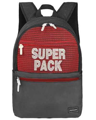 Rucsac școlar S. Cool Super Pack - roșu și negru, cu 1 compartiment - 1