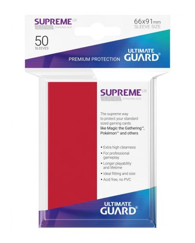 Protectie Ultimate Guard Supreme UX Sleeves - Standard Size -Rosii (50 buc.) - 3