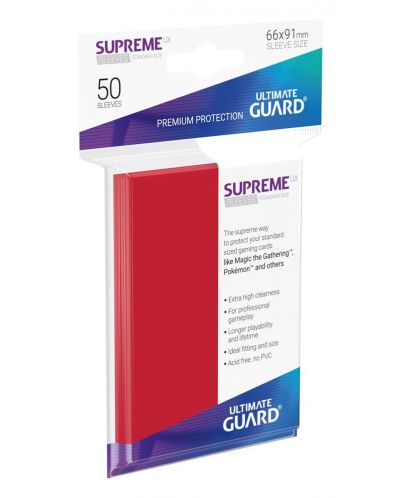 Protectie Ultimate Guard Supreme UX Sleeves - Standard Size -Rosii (50 buc.) - 1