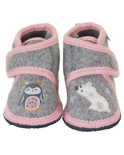 Papuci de lână Sterntaler - cu urs și pinguin, 17/18 cm, 6-12 luni - 1