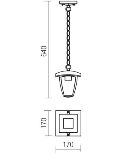 Suspensie pentru exterior Smarter - Edmond 9156, IP44, 240V, E27, 1x28W, negru - 2