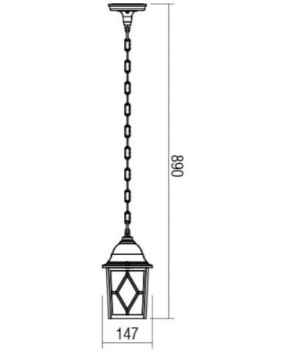 Suspensie pentru exterior Smarter - Melton 9676, IP44, E27, 1x42W, alb antic - 2