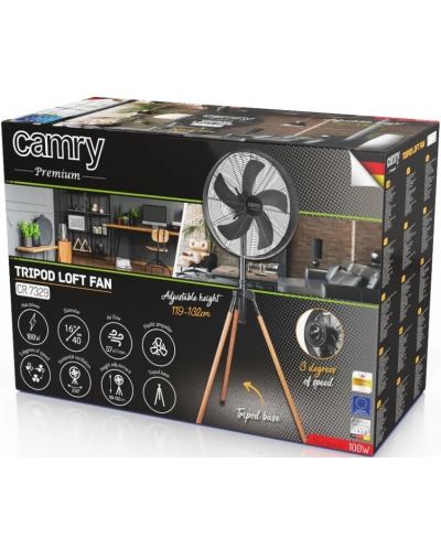 Ventilator Camry - CR 7329, 40cm, 3 viteze, negru/maro - 10