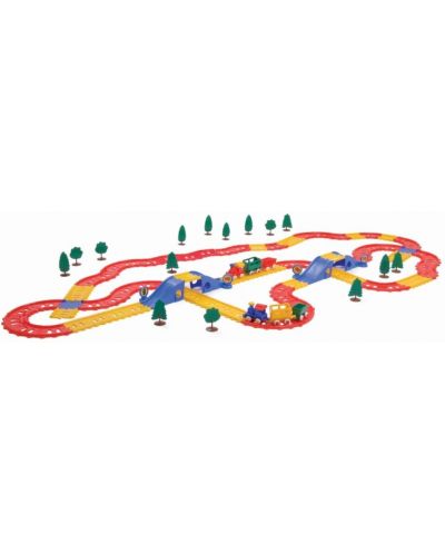 Viking Toys - Linie de tren cu poduri, 100 de piese - 1