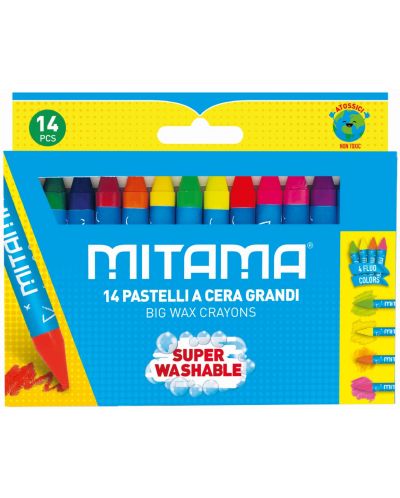 Creioane cu ceară Mitama - Lavabile, 10 + 4 culori - 1