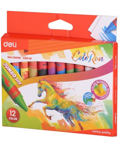 Creioane cu ceara Deli Colorun - Jumbo, EC20900, 12 culori - 1
