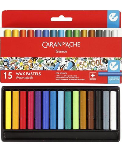 Creioane de ceară Caran d'Ache School - 15 culori - 2
