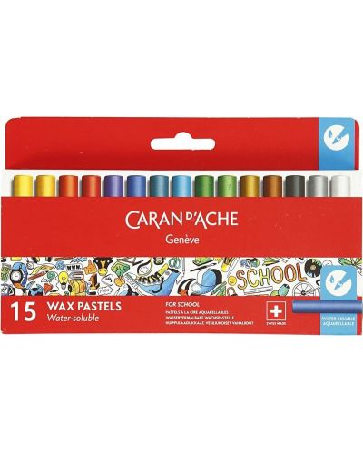 Creioane de ceară Caran d'Ache School - 15 culori - 1