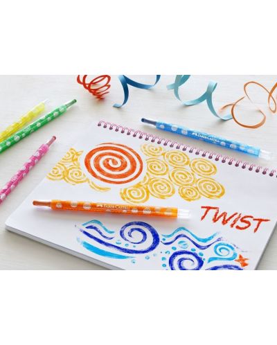 Creioane cu ceară Faber-Castell - Twist, 12 culori - 2