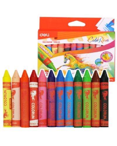 Creioane cu ceara Deli Colorun - Jumbo, EC20900, 12 culori - 2
