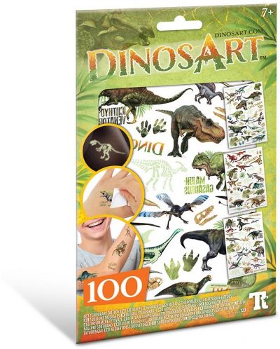 Tatuaje temporare DinosArt - Dinozauri, care strаlucesc in intuneric, 100 de bucati - 1