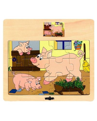 Puzzle Woody - Animale domestice - Purcei - 1