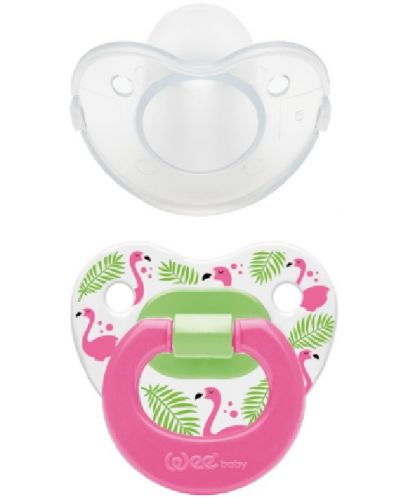 Suzetă cu capac Wee Baby, 18+ luni, flamingo roz - 1